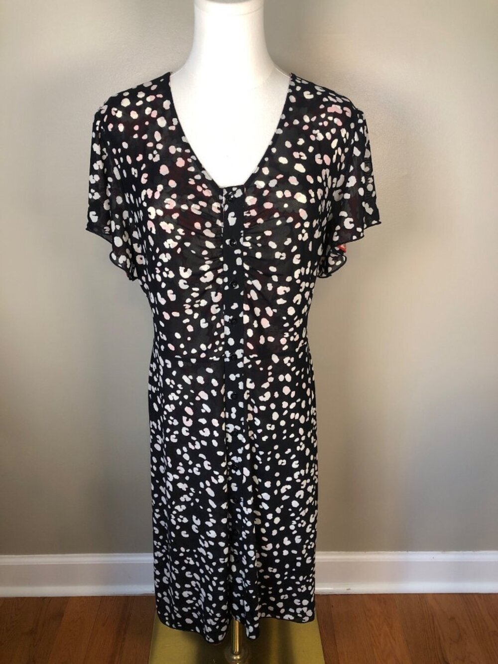CAbi Gemini  Reversible V Neck Multi Skin Floral Dress Size S Artsy Bohemian - Picture 2 of 11